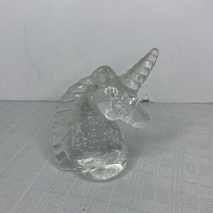 T GLASS UNICORN Heavy Duty Paper Weight W/ Controlled Bubbles